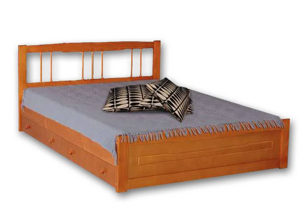 Кровать Велес-Арт Амадина из массива сосны с ящиками для хранения, натуральный цвет