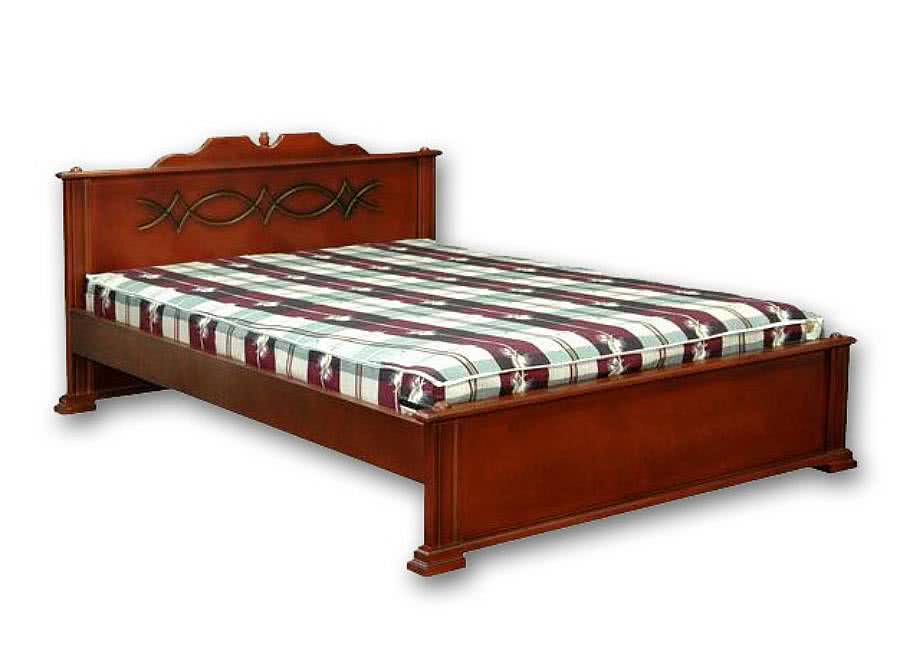 Кровать Велес-Арт Венера из массива сосны в классическом стиле, коричневая отделка, фигурное изголовье