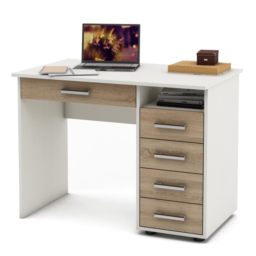 Стол ВМФ Остин-3Я письменный, Столы письменные ВМФ, современный стиль, с ящиками, белый