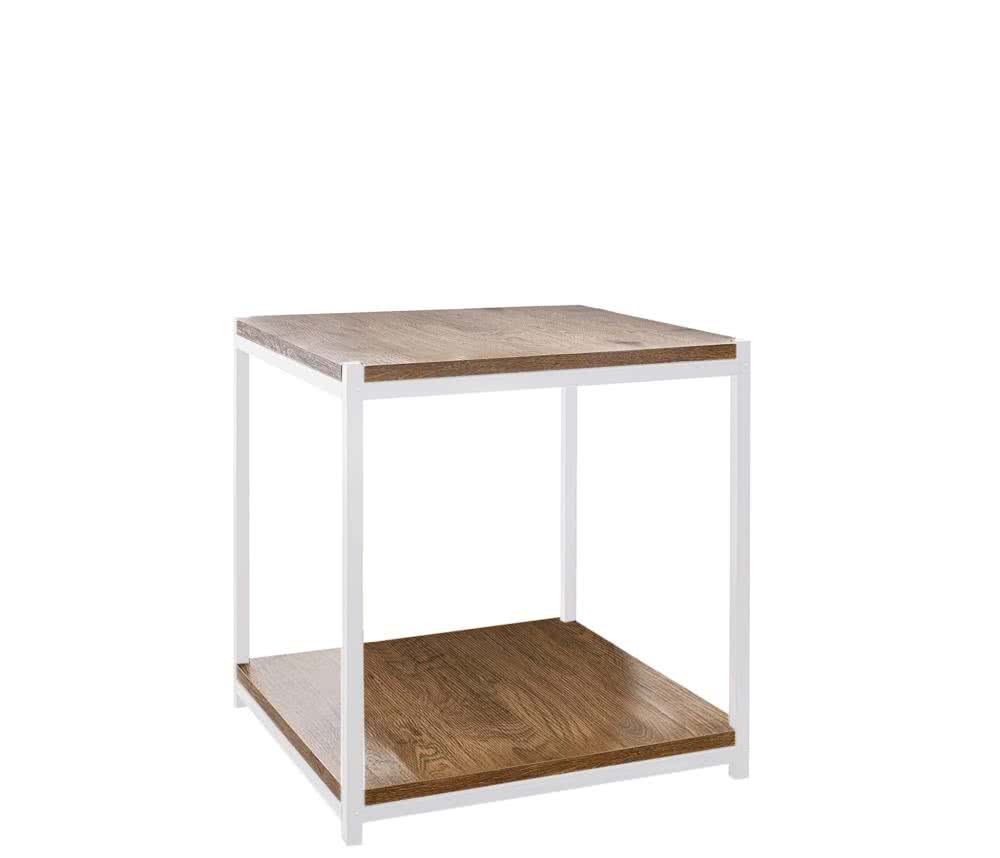 Минималистичная тумба Francesco Rossi Бёркли с белым металлическим каркасом и двумя деревянными полками