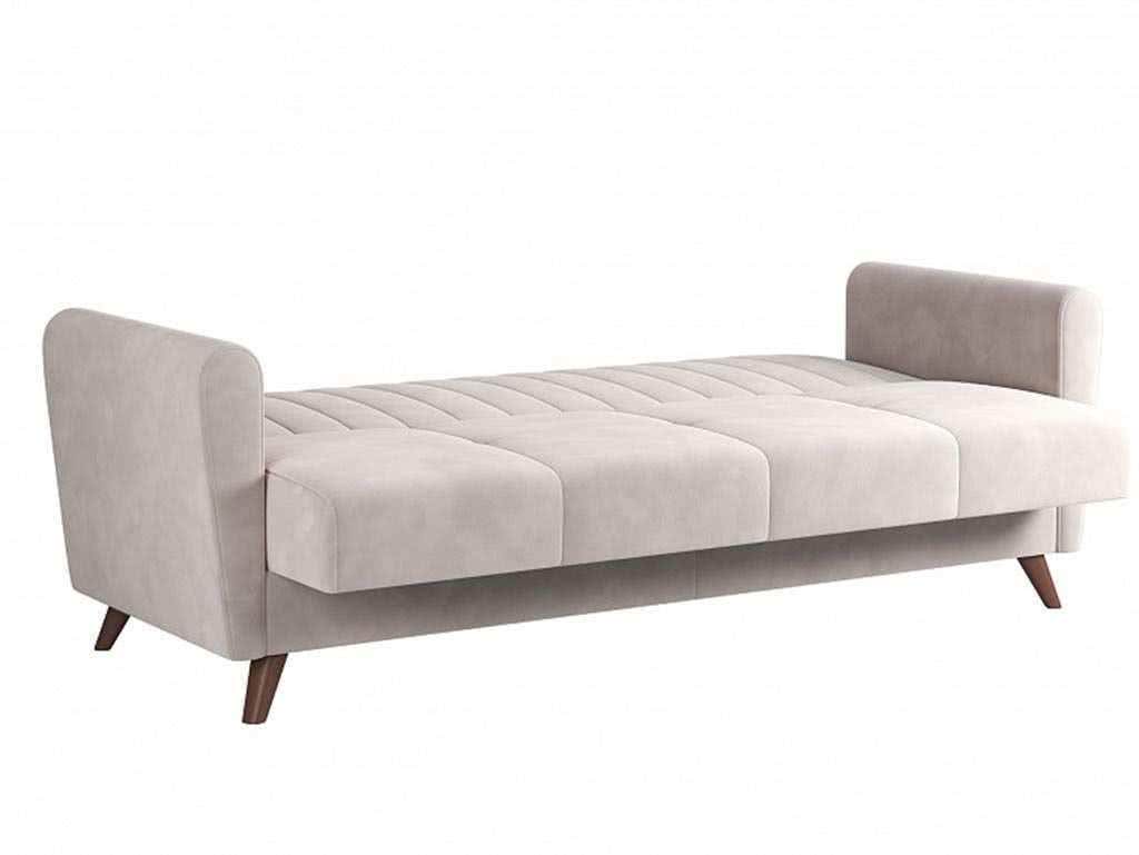 Диван-кровать Сильва Монако 3т раскладной, спальное место 130х193 см, мягкий велюр, светлый цвет