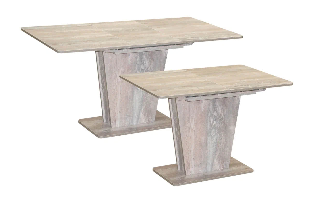 Обеденный стол Система мебели Эстетика в светлом дереве, разложенный и сложенный