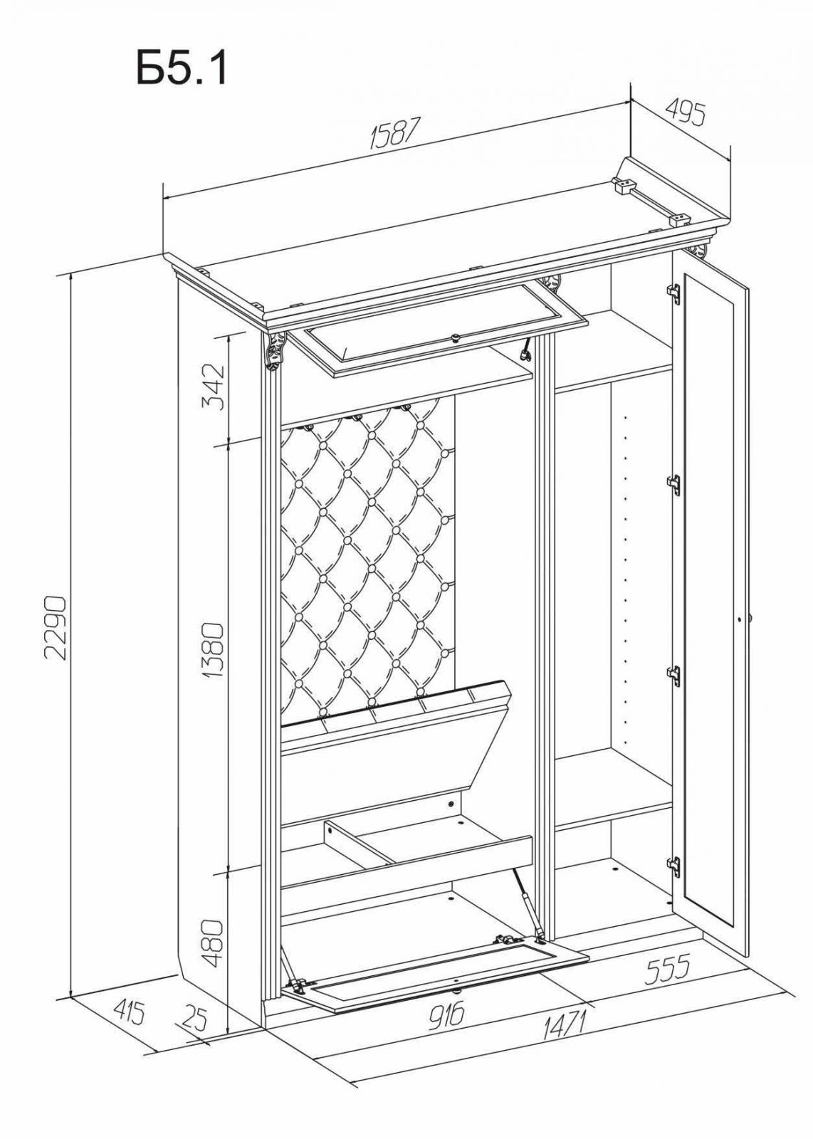 Прихожая Благо Б 5.1 (дверь справа) орех