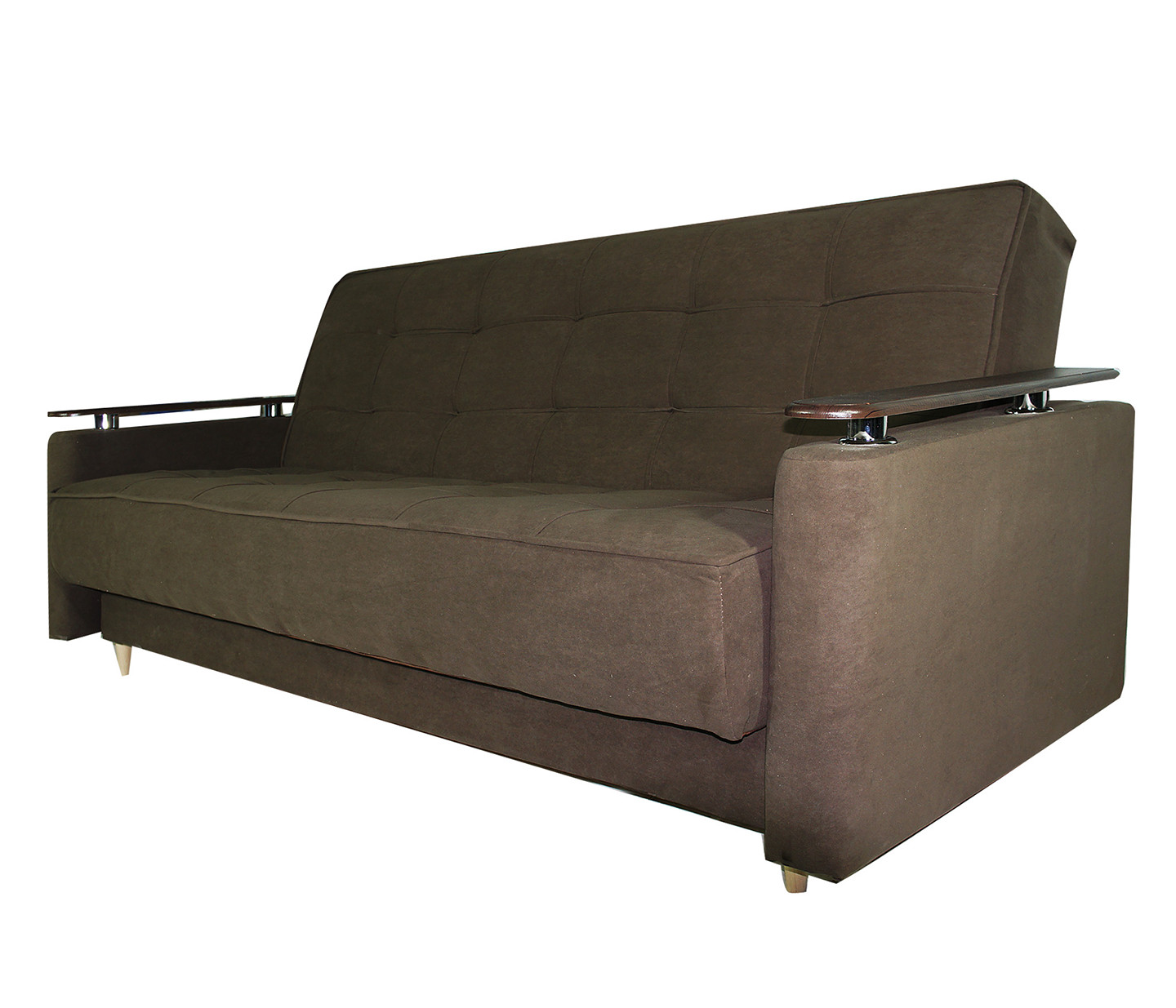 Прямой диван София, современный силуэт, мягкая спинка, накладки на подлокотниках