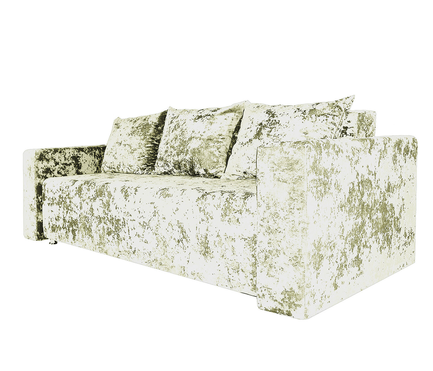 Диван Лаунж в светлой обивке, три большие подушки, минималистичный стиль