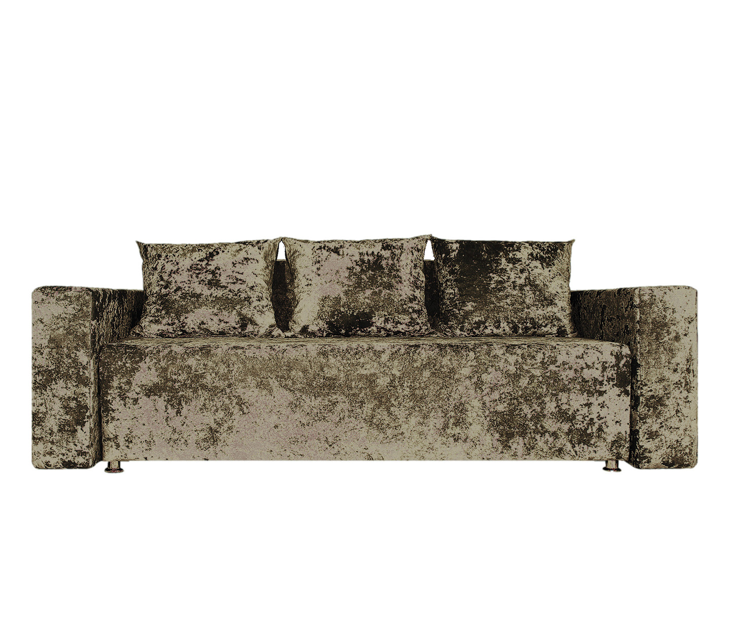 Диван Лаунж FotoDivan в плюшевой обивке с прямыми подлокотниками, три подушки