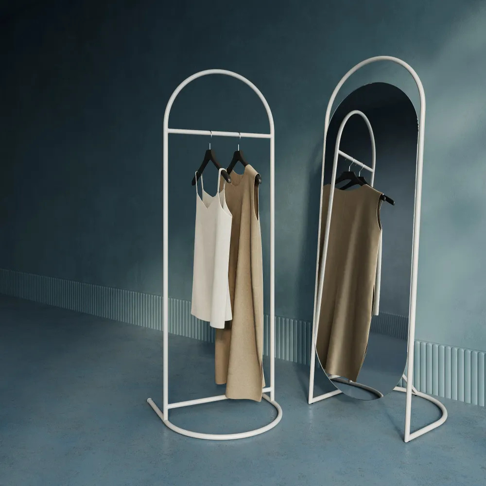 Комплект Genglass вешалка Evesa + зеркало Evelum, Вешалки Genglass, металлические, современный стиль, белый