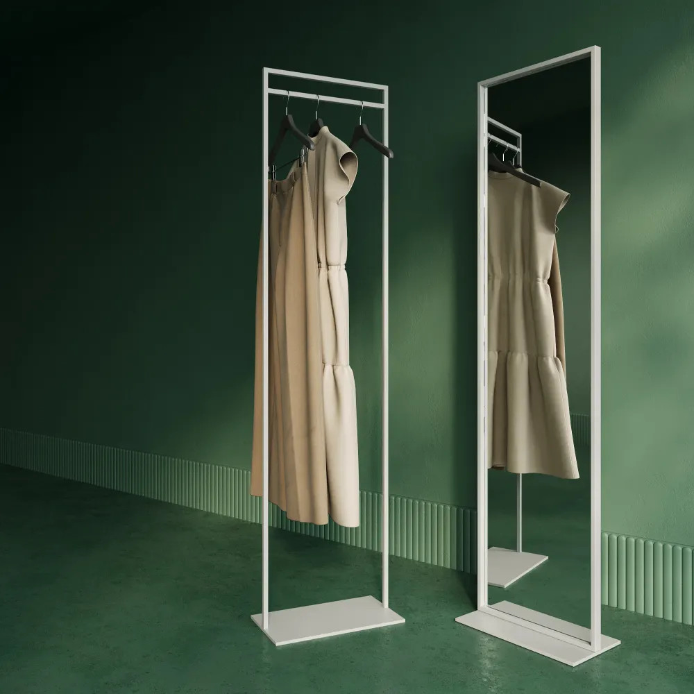 Комплект Genglass вешалка Zilosi + зеркало Zeliso, Вешалки Genglass, металлические, современный стиль, белый