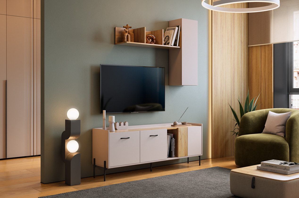 Гостиная Мебельсон Доминика, комплект 1, Гостиная Мебельсон Доминика, современный стиль, бежевый