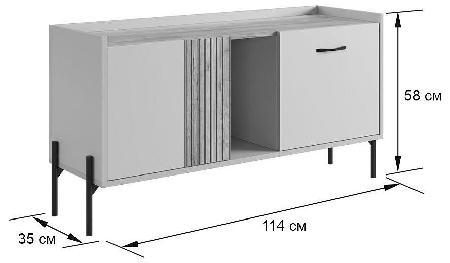 Тумба под ТВ Доминика Мебельсон на металлических ножках, вид сбоку