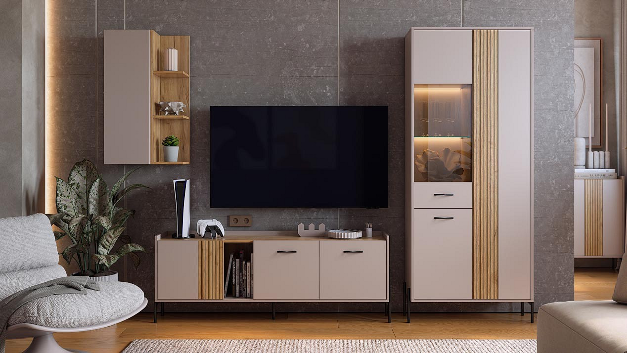 Гостиная Мебельсон Доминика, комплект 4, Гостиная Мебельсон Доминика, современный стиль, бежевый