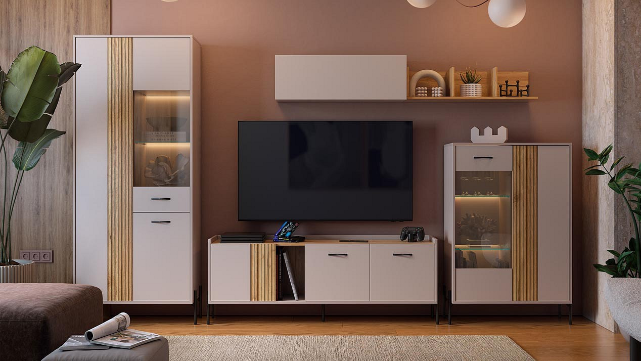 Гостиная Мебельсон Доминика, комплект 5, Гостиная Мебельсон Доминика, современный стиль, бежевый