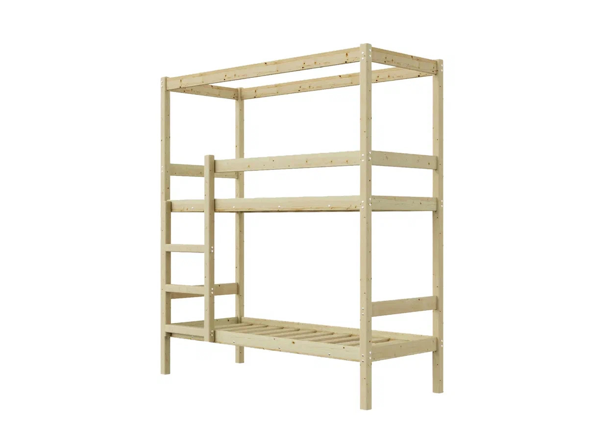 Каркас двухъярусной кровати Green Mebel из массива сосны без матрасов и штор, вид сбоку