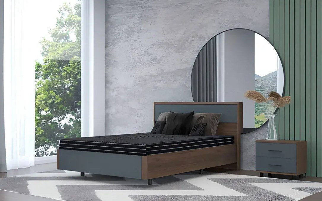 Кровать Лером Грейс КР-5002 140х200 в темном цвете в современном интерьере спальни