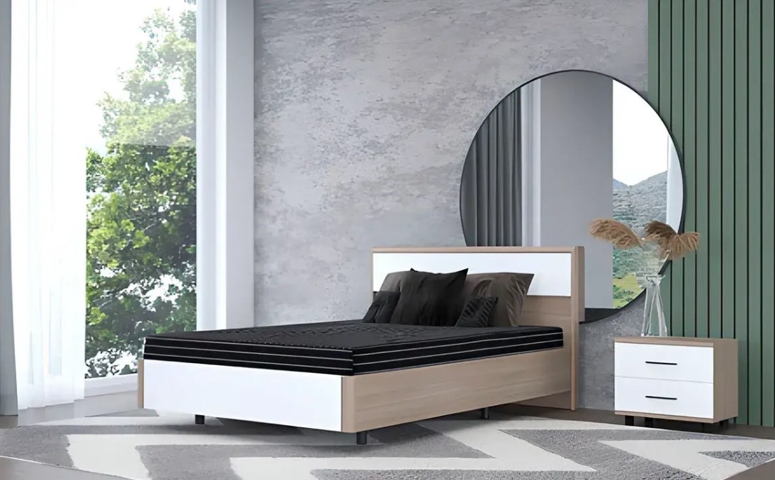 Кровать Лером Грейс КР-5002 комбинированная с белой вставкой в светлом интерьере