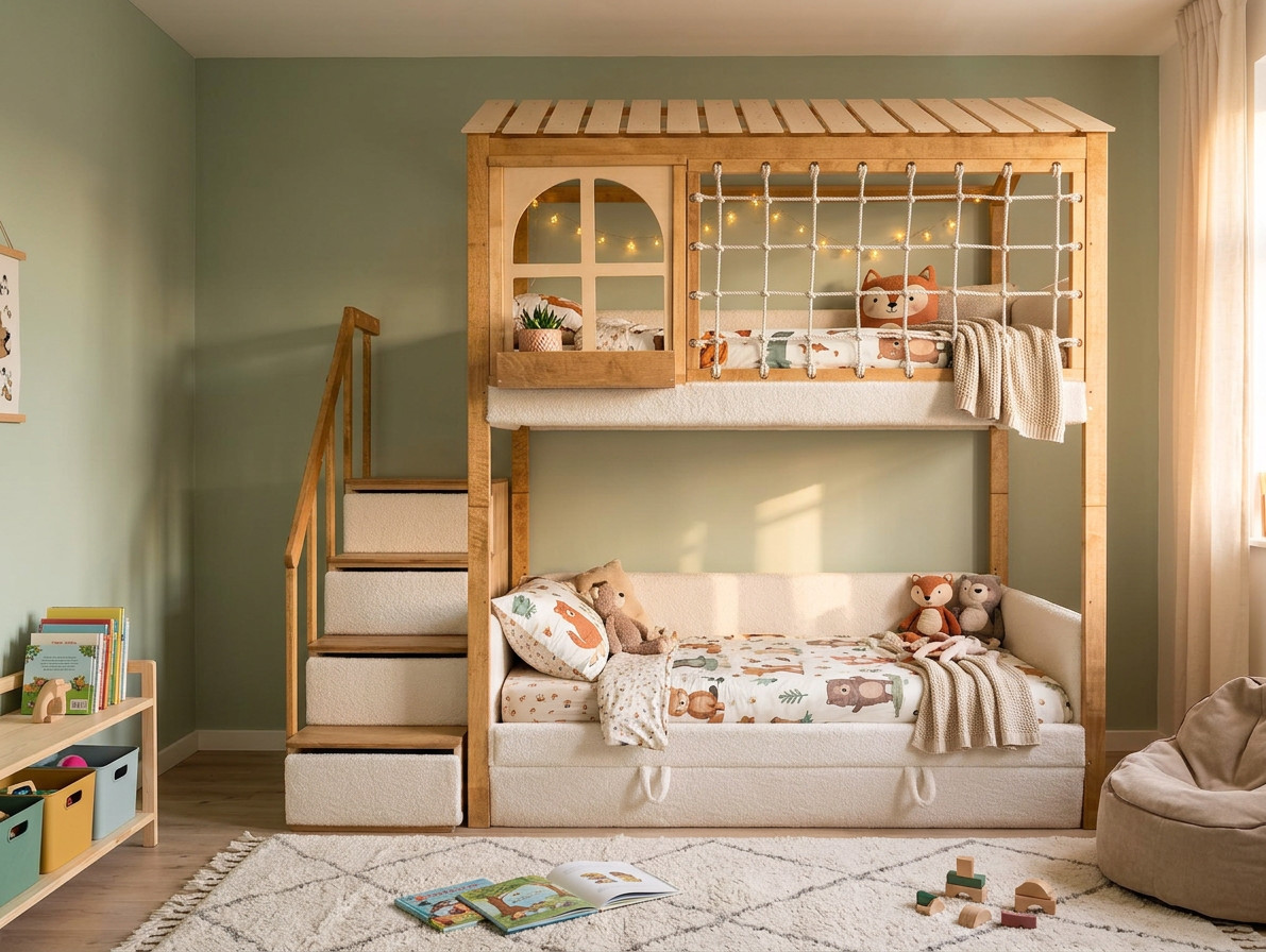 Кровать Leroys Альпина 1 двухъярусная, Кровати двухъярусные Leroys, деревянные, современный стиль, дуб