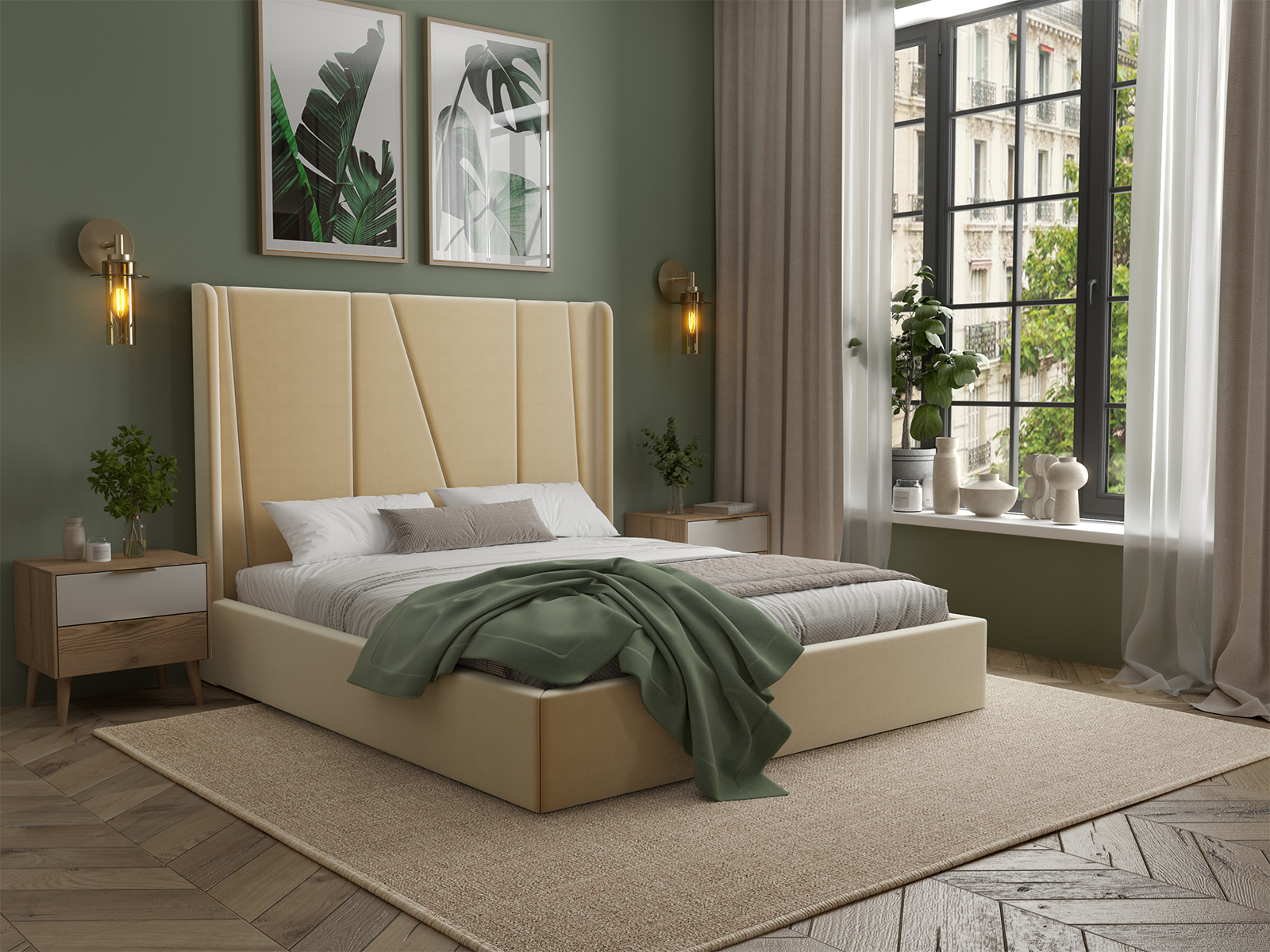 Кровать Меллибел Лайн-люкс с ПМ, Кровати Меллибел с основанием, мягкие, современный стиль, белый