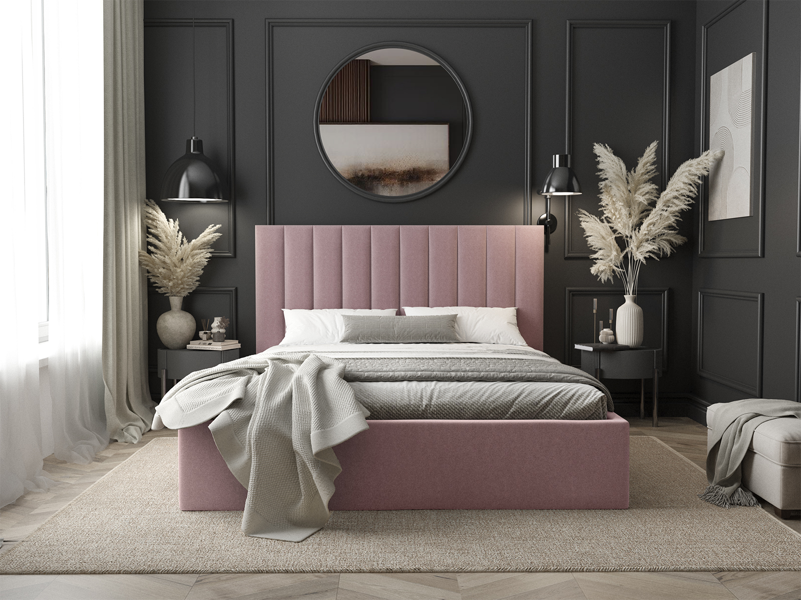 Кровать Меллибел Лайн, Кровати Меллибел с основанием, мягкие, современный стиль, белый