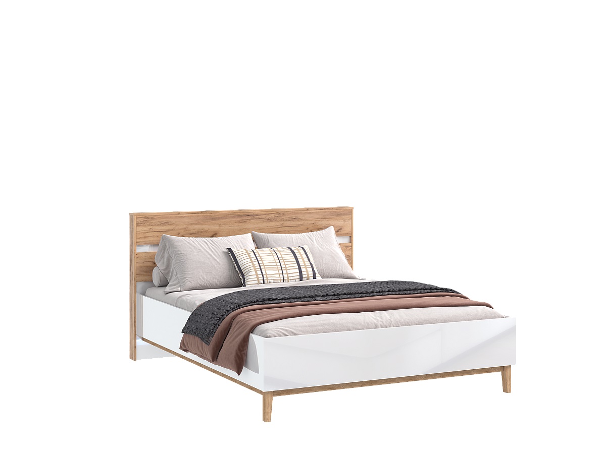 Кровать Миф Кельн 140х200, настил ЛДСП, Спальня Миф Кельн, современный стиль, скандинавский стиль, белый