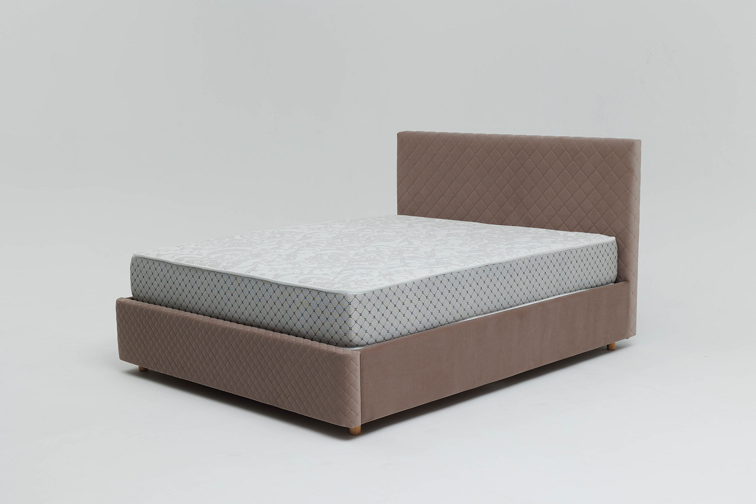 Кровать Galaxy ПМ Сон Сервис с матрасом, стёганое изголовье, велюровая отделка