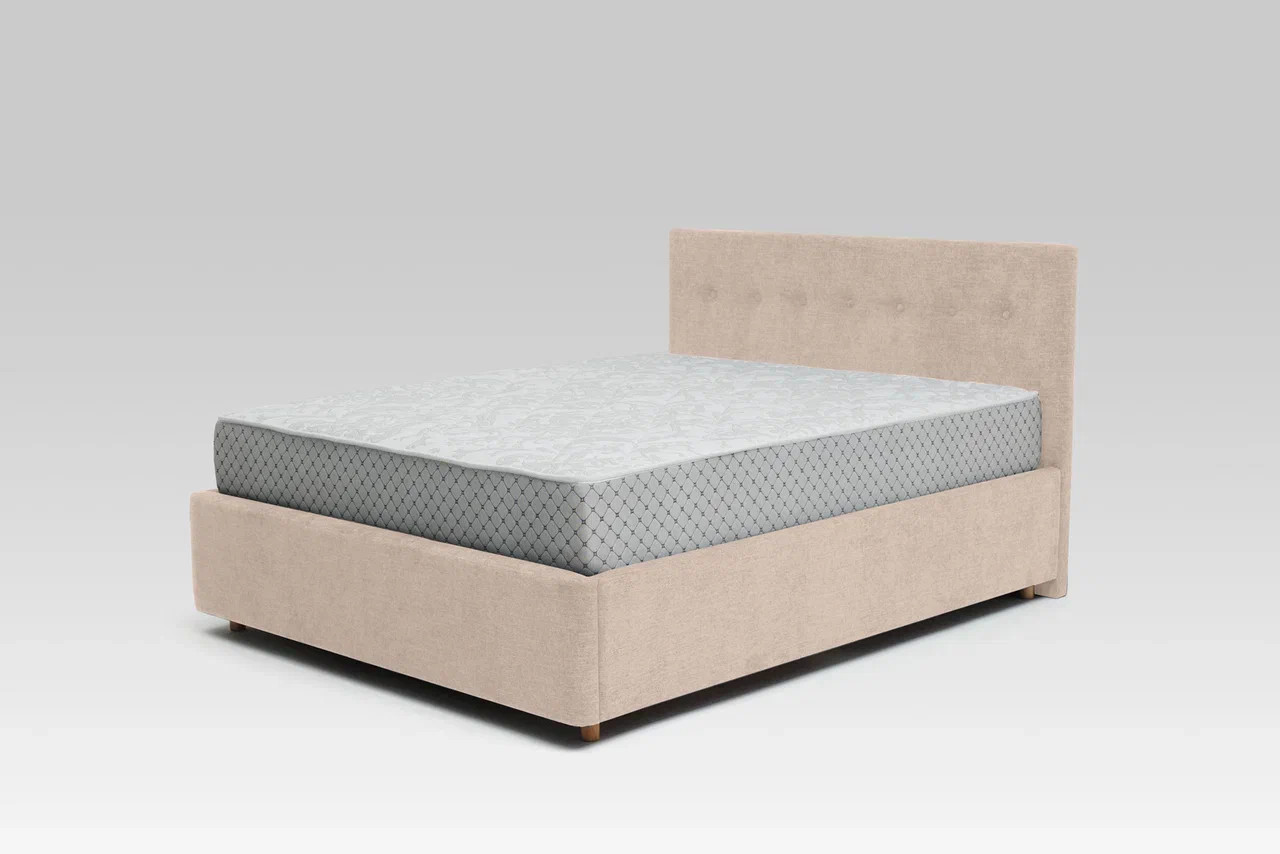Кровать Сон Сервис Viva Nova ламели в велюровой бежевой обивке с мягким изголовьем