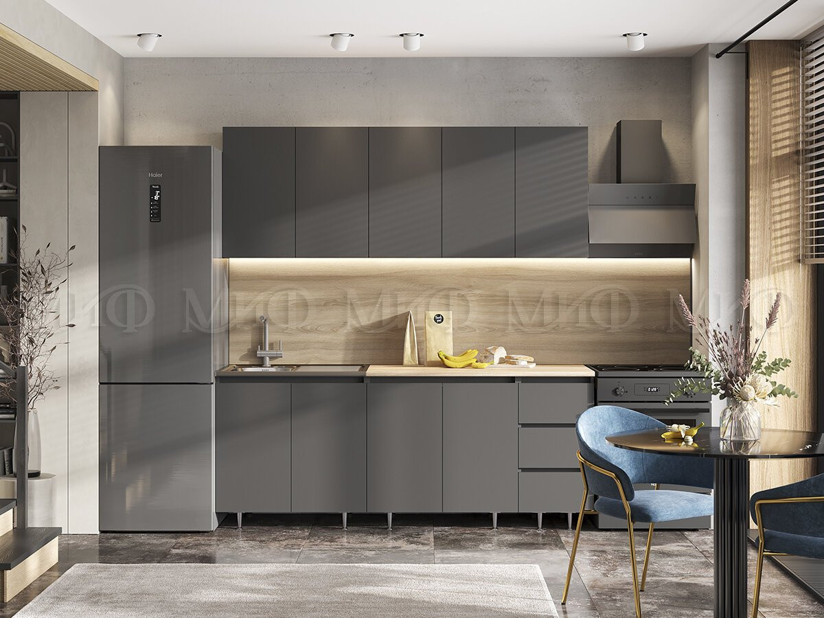 Кухня Миф Челси 2,0м, Готовые кухни Миф, современный стиль, с ящиками, белый