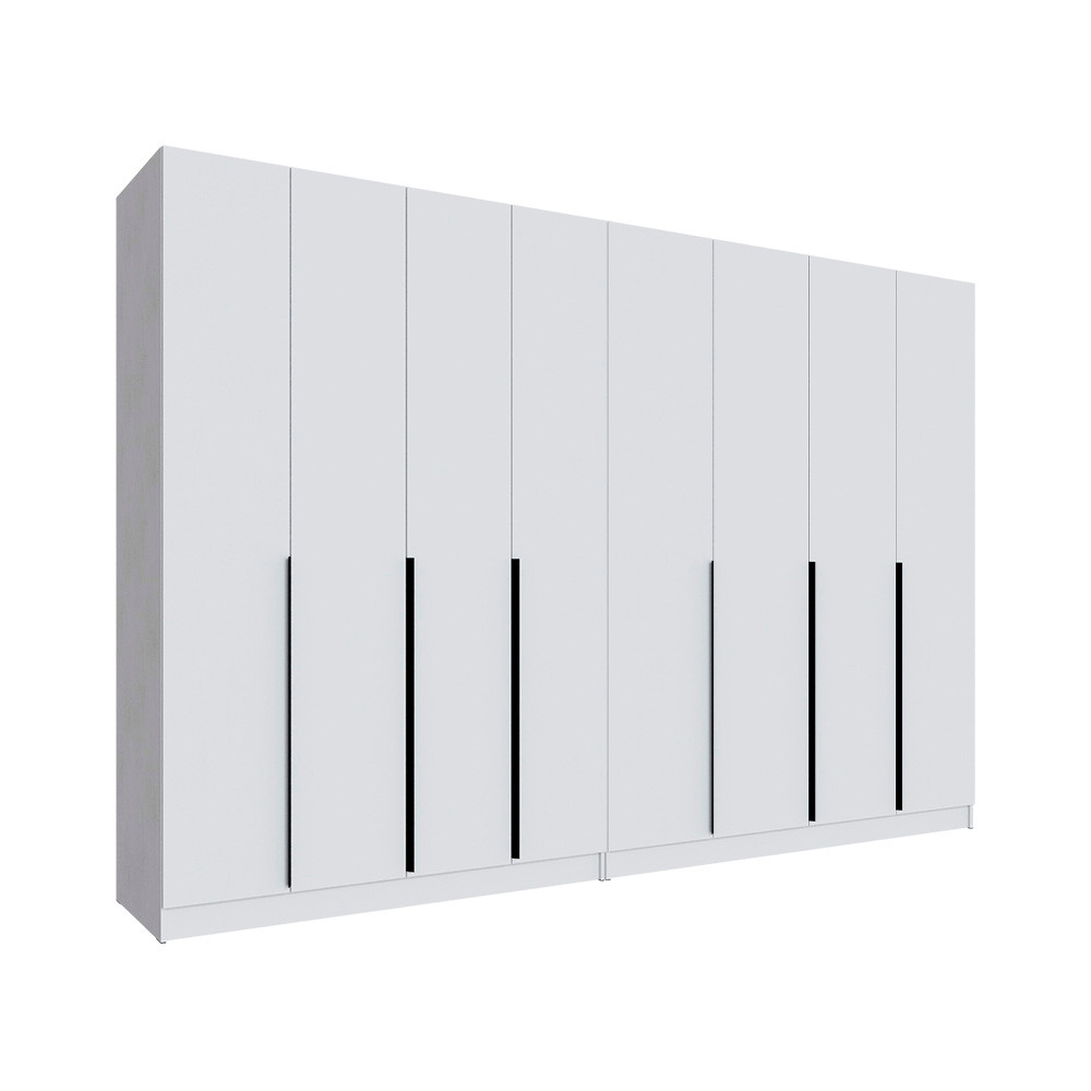 Шкаф Domani Мадрид Белый комплект 87 с гладкими фасадами и черными ручками