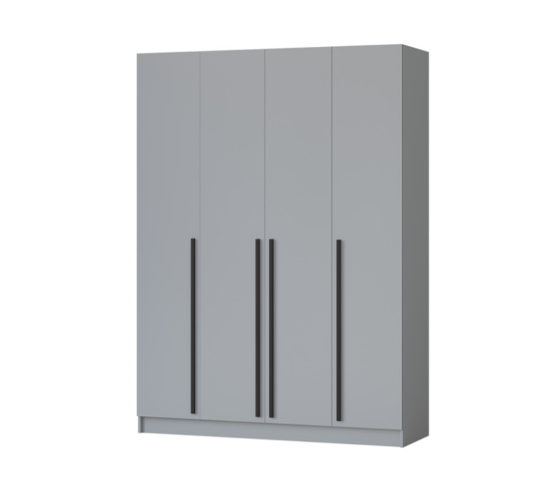 Шкаф Регион 58 Бастион 160 см в сером цвете с четырьмя дверцами и черными ручками