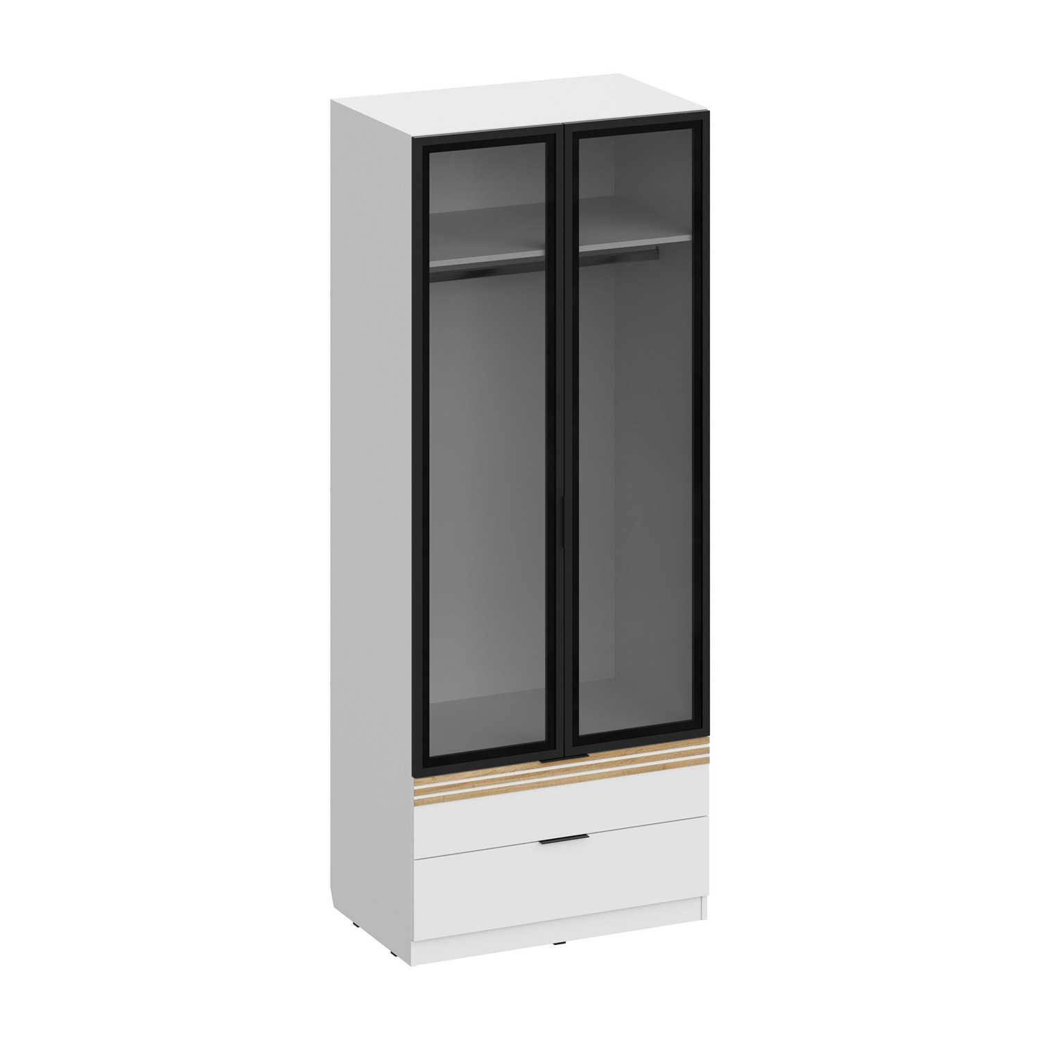 Шкаф Santan Нао ШК-4126 с тонированными стеклянными фасадами, черная рамка, современный стиль