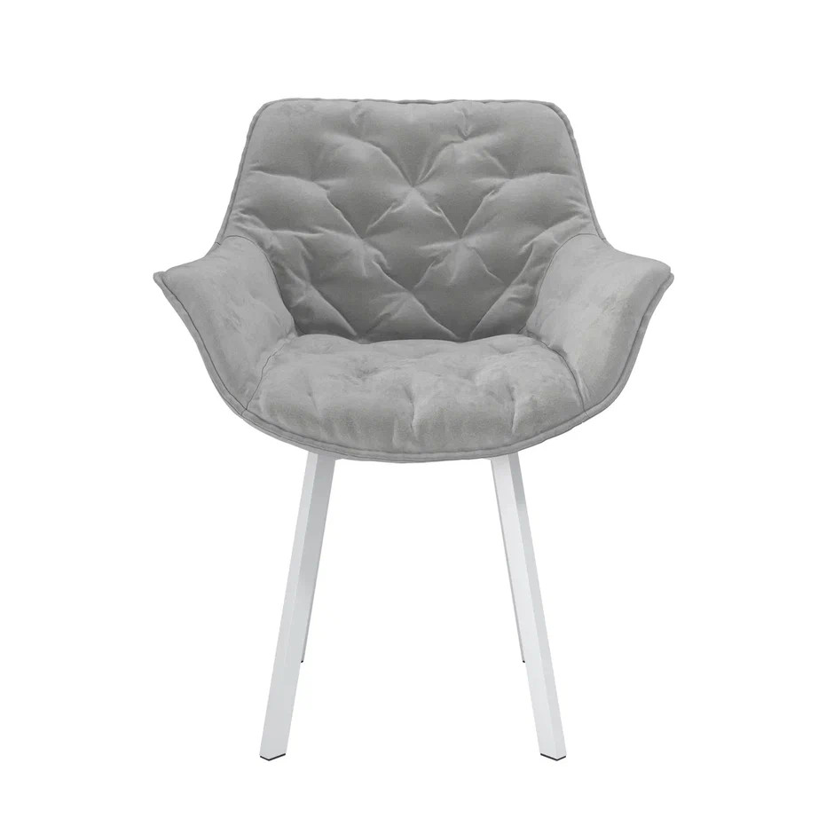Стул Квинта /(велюр тенерифе грей / металл белый)