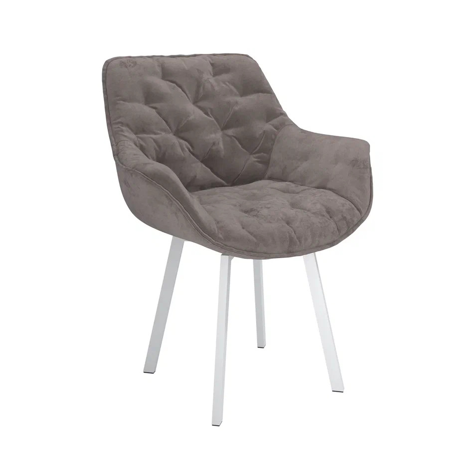 Стул Квинта /(велюр тенерифе грей / металл белый)