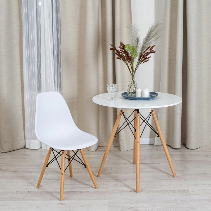 Стул Tetchair Cindy (Eames) (Mod. 1801), Стулья и табуреты Tetchair, деревянные, металлические, из пластика, современный стиль, белый
