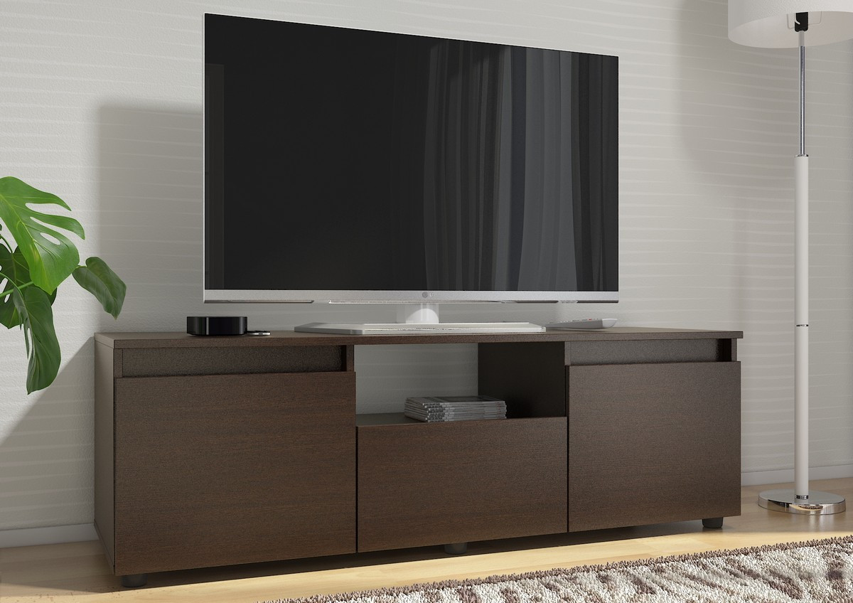 Тумба для телевизора Стиль TV-7 в темном исполнении, современный интерьер