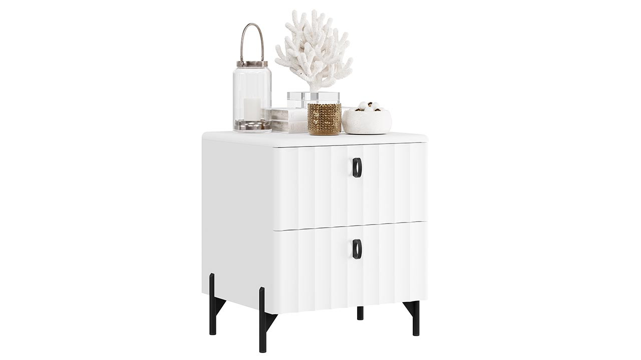 Тумба прикроватная ТриЯ Тиффани, Спальня ТриЯ Тиффани, современный стиль, с ящиками, белый