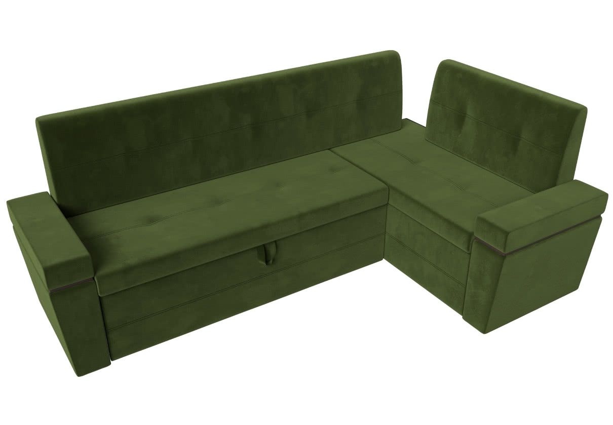 Кухонный диван Лига Диванов Деметра угловой зеленый/микровельвет