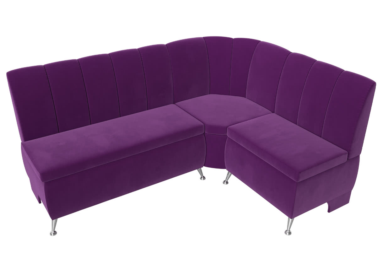 Кухонный диван Лига Диванов Кантри угловой фиолетовый/микровельвет