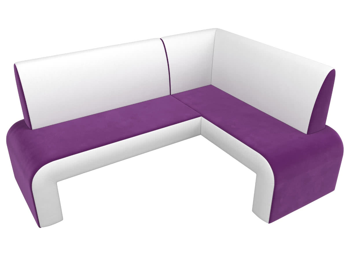 Кухонный диван Лига Диванов Кармен угловой фиолетовый/белый/микровельвет+экокожа от производителя — цены фабрики, доставка