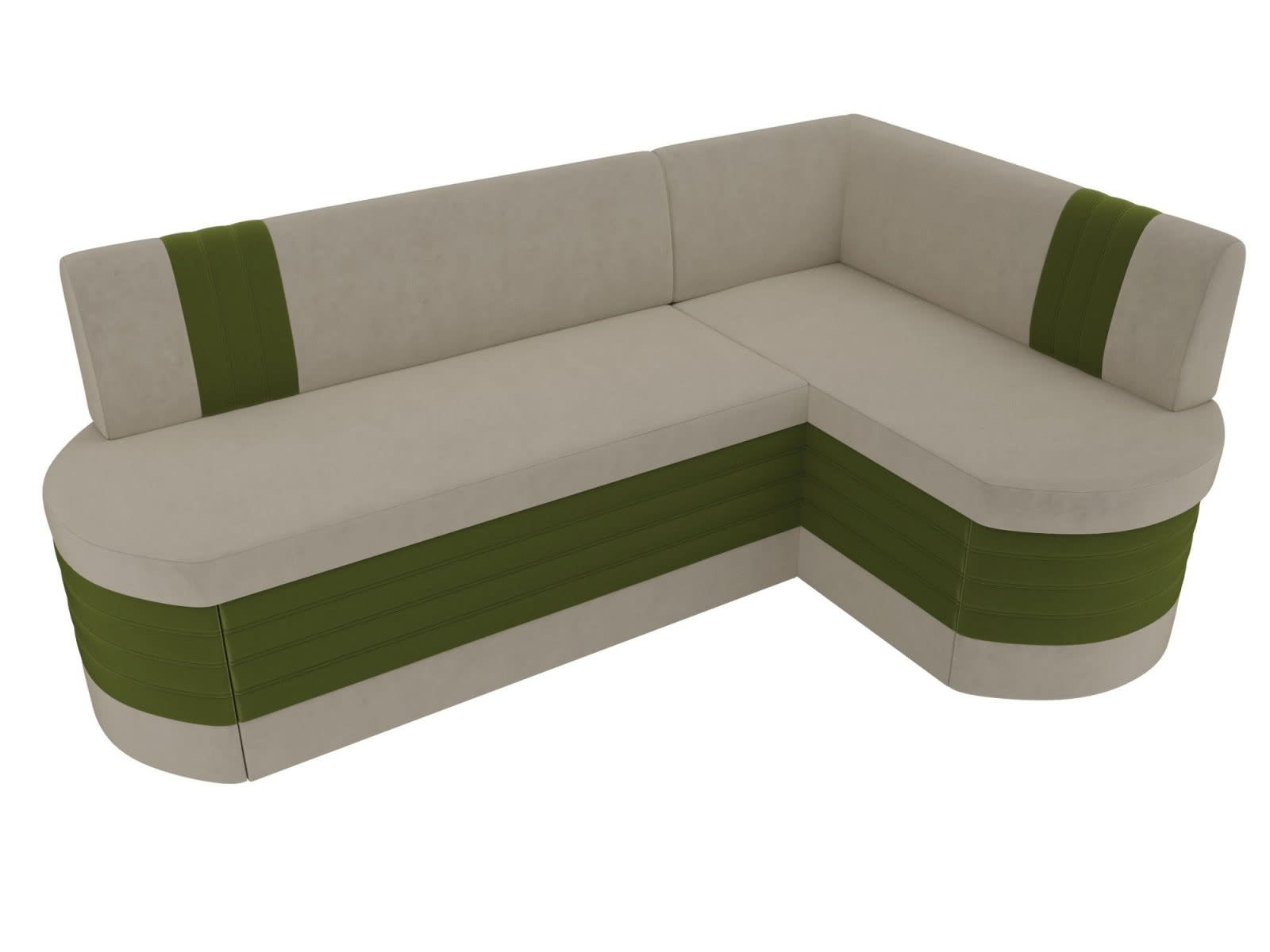 Кухонный диван Лига Диванов Токио угловой бежевый/зеленый/микровельвет