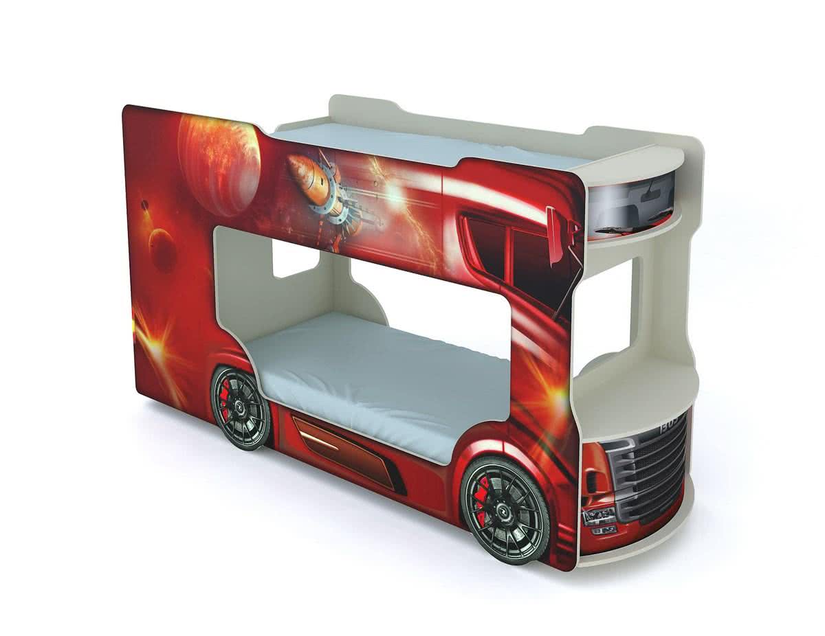 Кровать-машинка двухъярусная Автобус