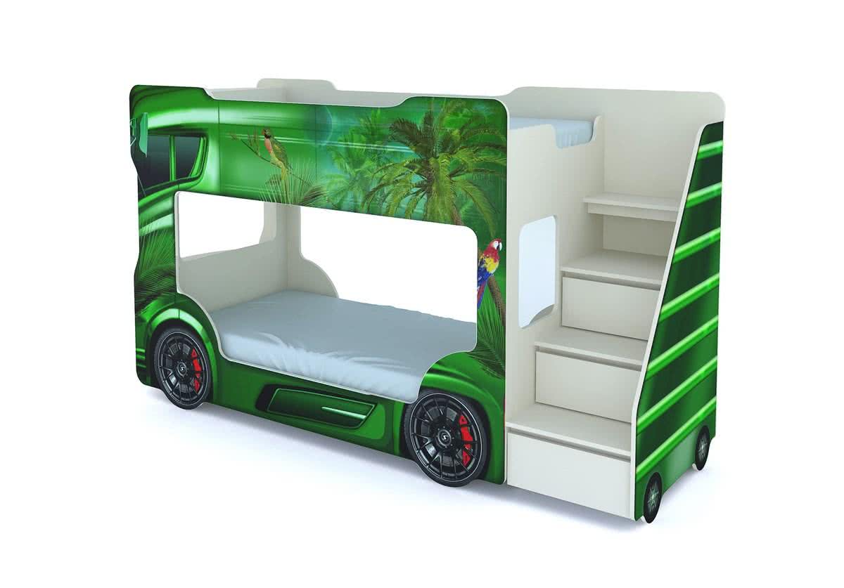 Кровать-машинка двухъярусная Автобус