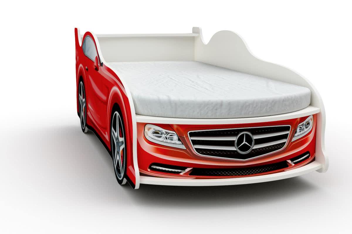 Кровать-машинка Мерседес с матрасом Бети хлопок красный цена — лучшие модели в каталоге