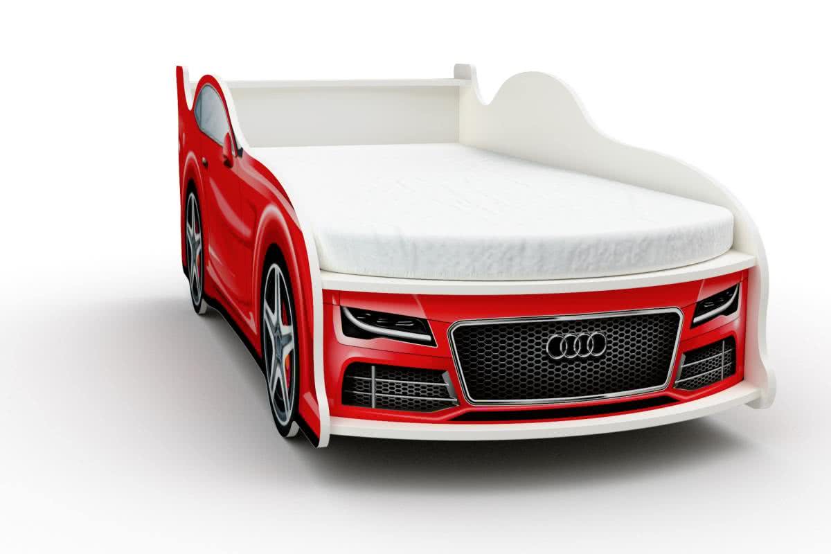 Кровать-машинка Ауди мини с матрасом Бети хлопок красный цена — лучшие модели в каталоге