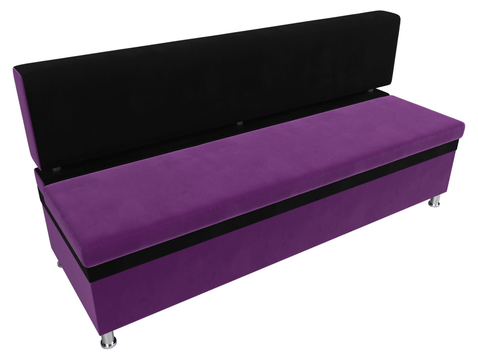 Кухонный прямой диван Лига Диванов Стайл фиолетовый/черный/микровельвет