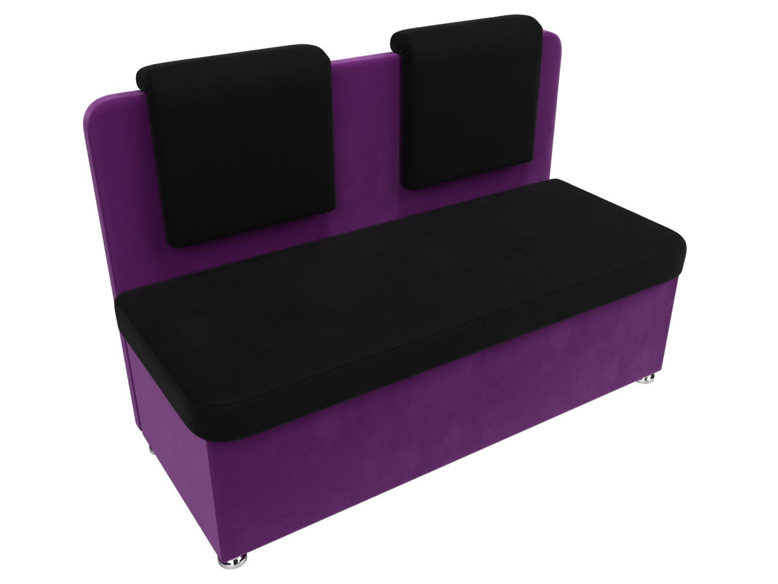 Кухонный прямой диван Лига Диванов Маккон 2-х местный черный/фиолетовый/микровельвет