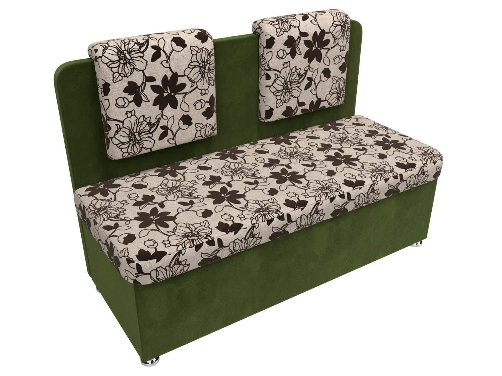 Кухонный прямой диван Лига Диванов Маккон 2-х местный цветы/зеленый/рогожка/микровельвет