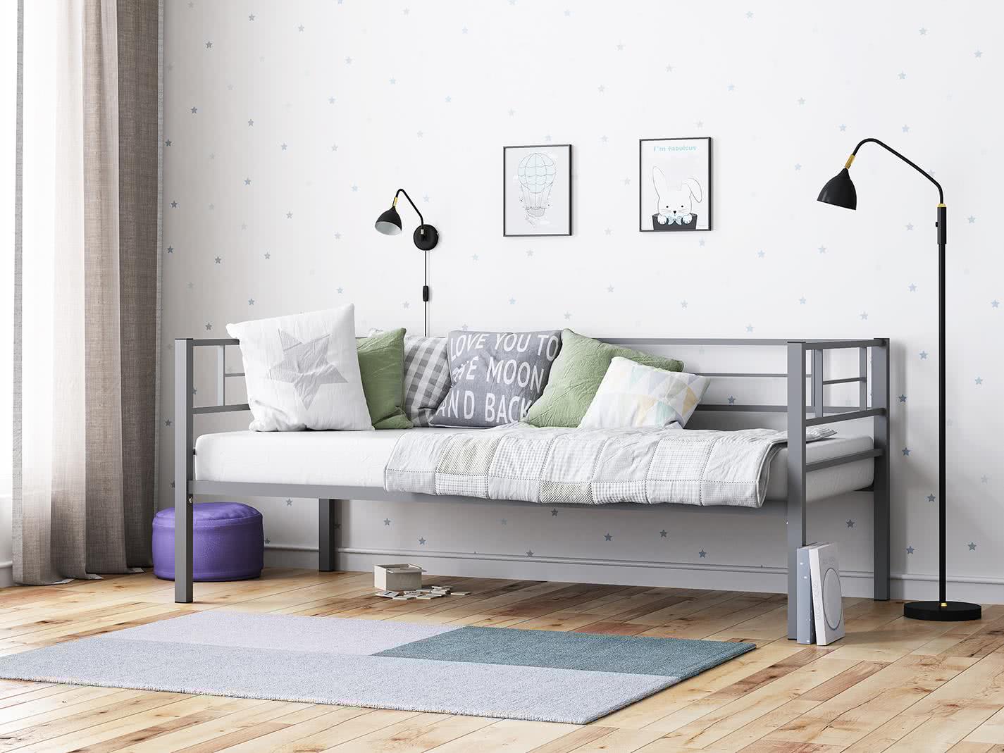 Купить Кровать Формула мебели Лорка, Серый Серый недорого в интернет-магазине