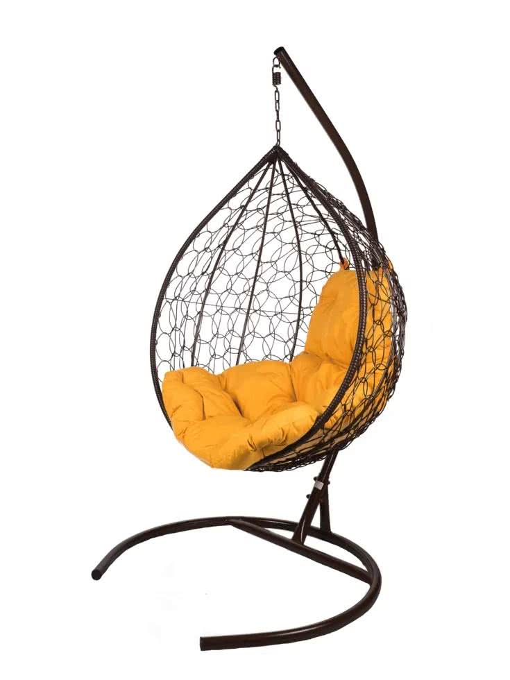 Подвесные качели-качели в виде капли Bigarden Tropica Brown (со стойкой) Оранжевая подушка цена — лучшие модели в каталоге