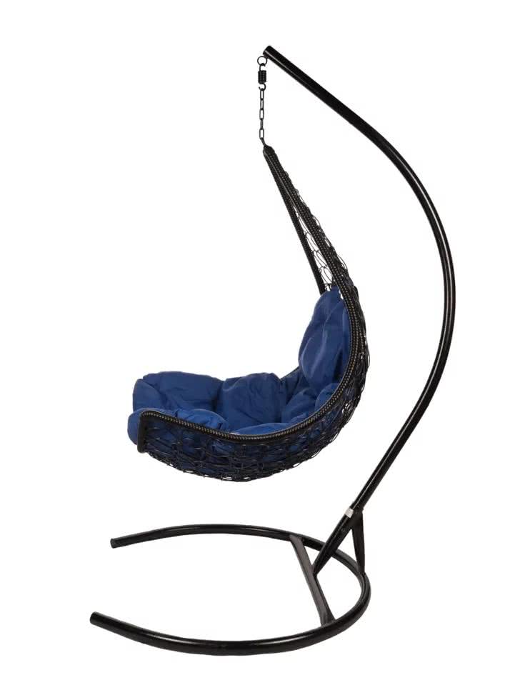 Купить кресло Bigarden Подвесное кресло-качели Bigarden Wind Black (со стойкой) Синяя подушка дешево на официальном сайте