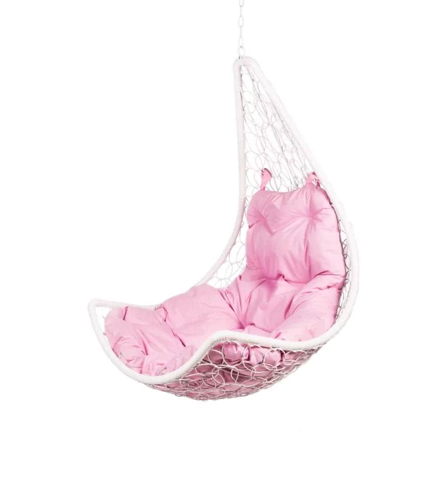 Подвесное кресло-качели Bigarden Wind White BS (без стойки) Розовая подушка