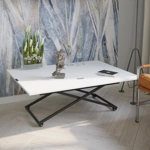 Купить стол Мебелик Стол трансформируемый Мебелик Андрэ Loft ЛДСП Белый/Чёрный дешево на официальном сайте